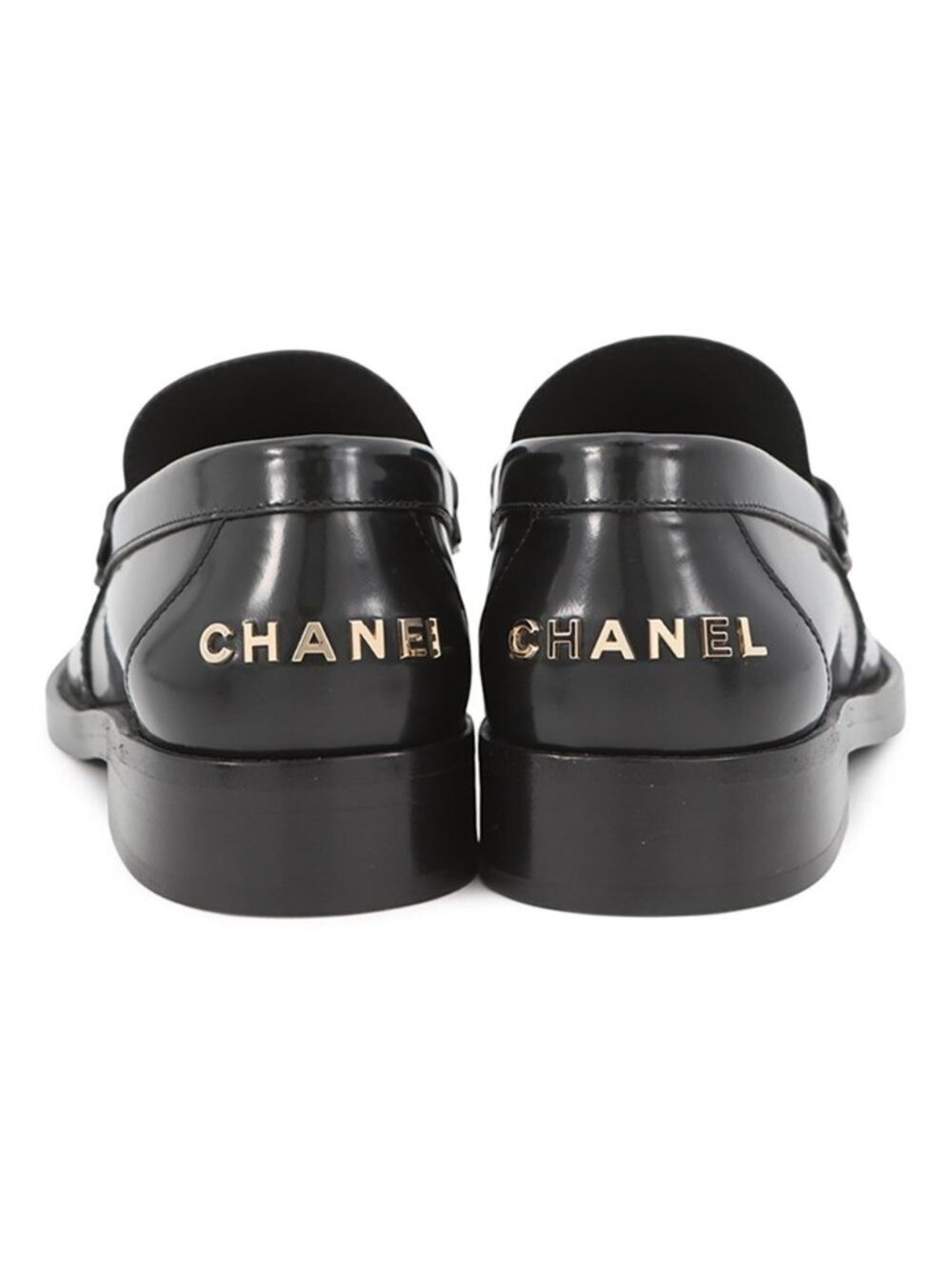 Chanel Loafers Back Toe Carre Shiny Calfskin 38c Shoes Black SS - Picture 3 of 10
